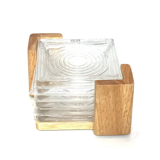 Acrylic Coaster set of 6pcs with Wooden Stand