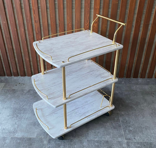 Euro Gold Kitchen Tea Trolley Rustic Wood