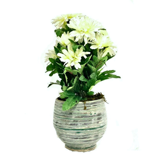 Artificial Flowers White in Ceramic Pot