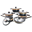 12pcs Cookware Set Black & Gold