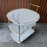EuroGold Extendable Kitchen Tea Trolley Marble Finish