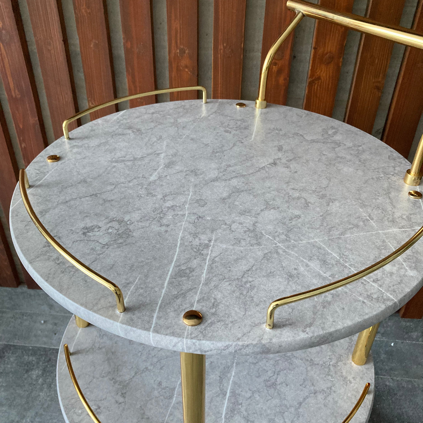 EuroGold Kitchen Tea Trolley Round Grey