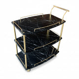 Euro Gold Kitchen Tea Trolley Black Marble Finish