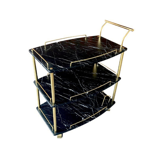 Euro Gold Kitchen Tea Trolley Black Marble Finish