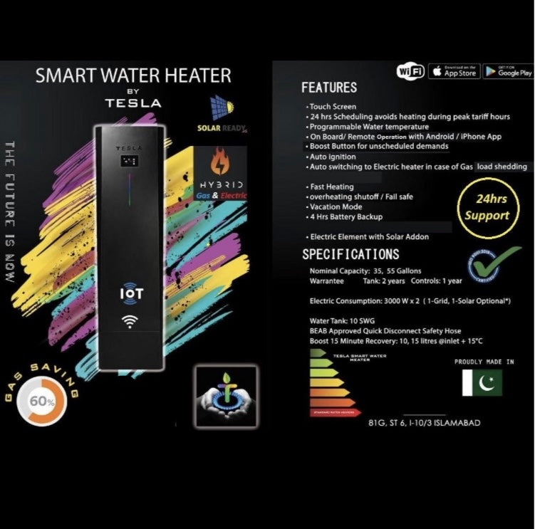 Tesla Smart Hybrid Electric and Gas Water Geyser (XGEN)