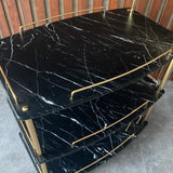 Euro Gold Kitchen Tea Trolley Black Marble Finish