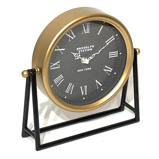 Metal Table Clock Black & Gold