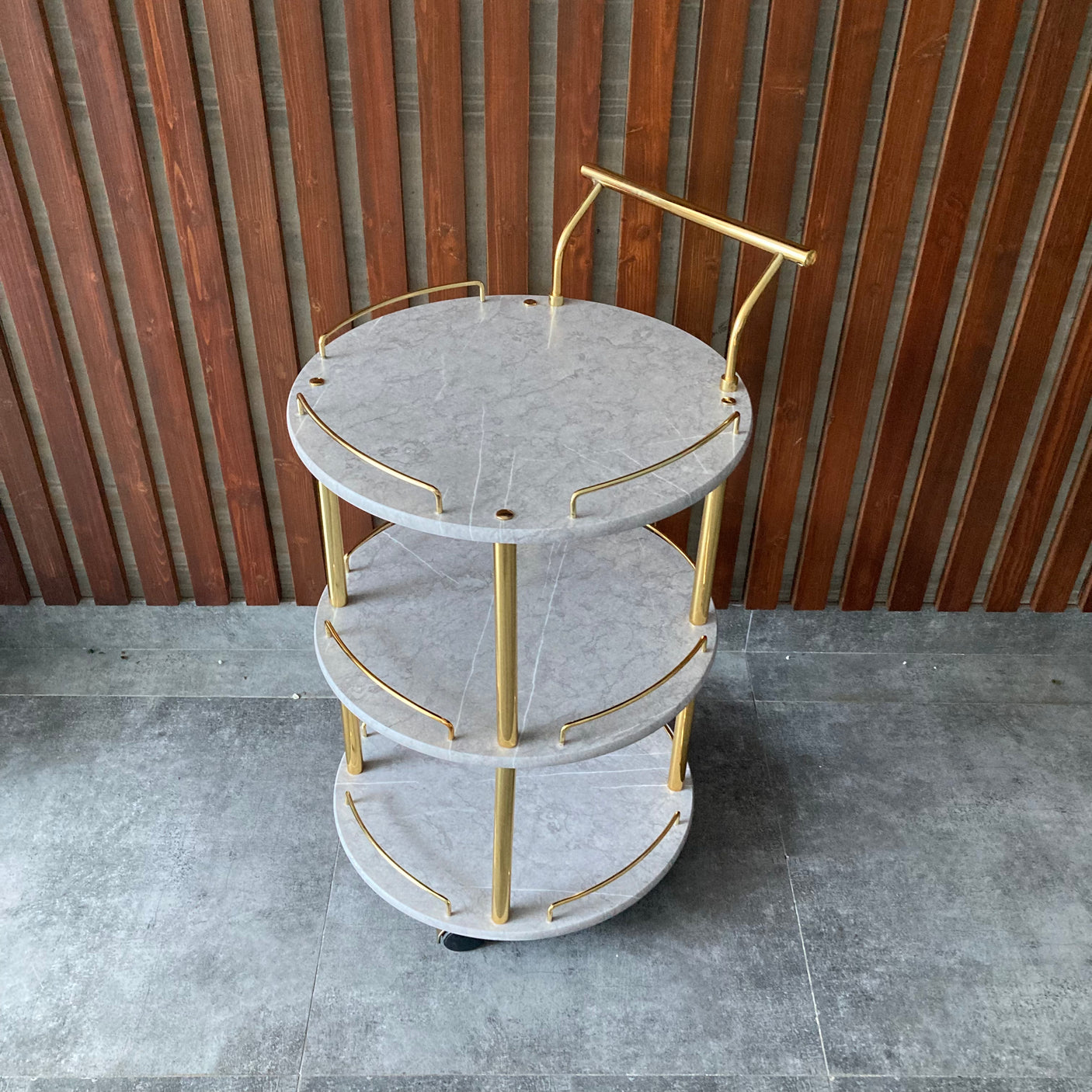 EuroGold Kitchen Tea Trolley Round Grey