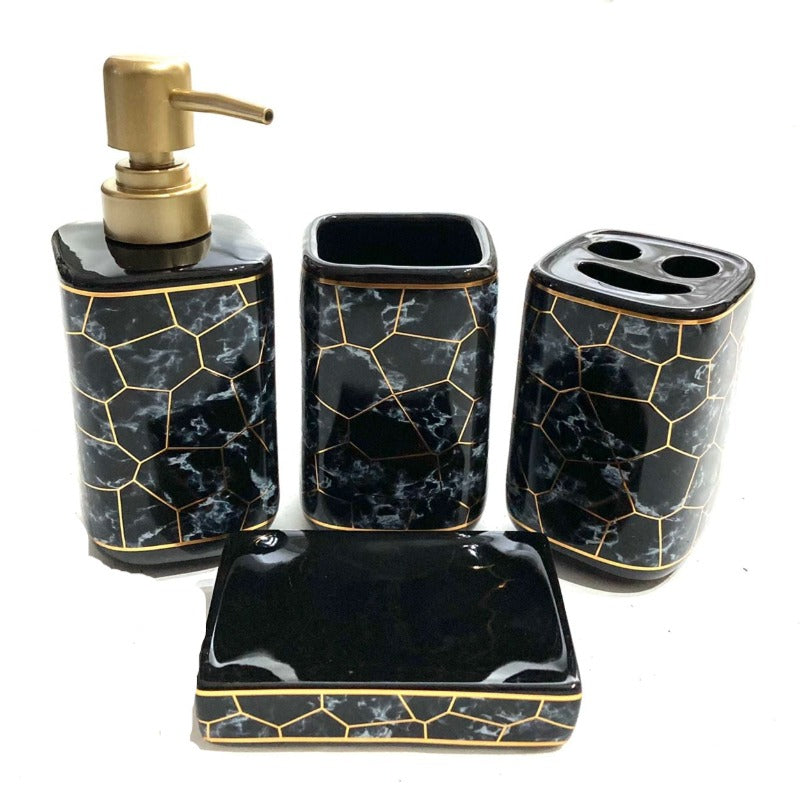 Bathroom Set Marble Black (Set of 4Pcs)