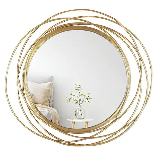 Gold Swirl Rings Modern Wall Mirror