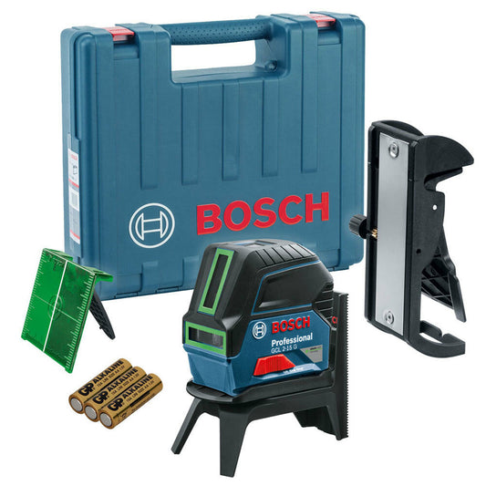 Bosch Combi Laser, 15M, 2-lines 2-points, Green-line, Accuracy ±0.3mm, with Mount RM1