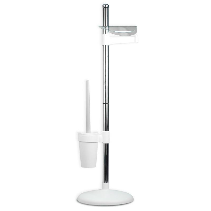 White Toilet Brush And Tissue Paper Stand