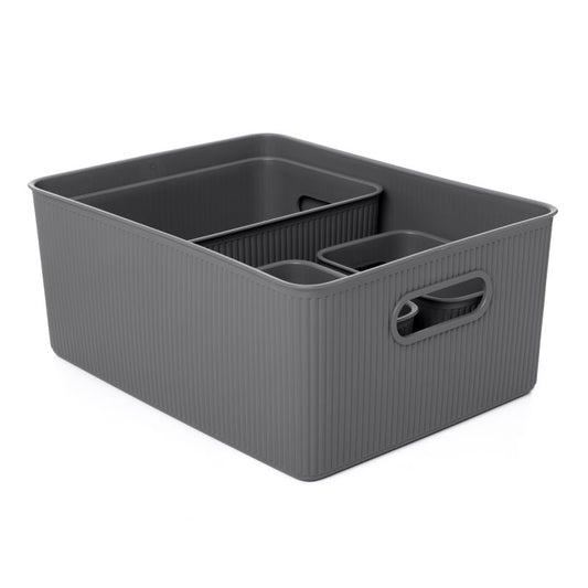 Set 4 Storage Baskets 15L, 5L,  2, 1,5L Baobab Anthracite Grey