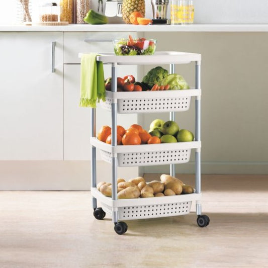 Vegetable Trolley 4 Tier White