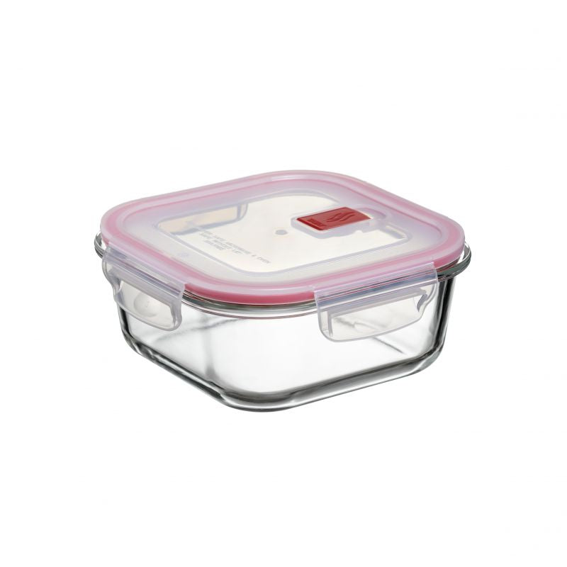 Hermetic Glass Square Container Cook & Eat 0.8L Red