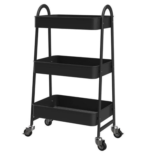 3 Tier Steel Trolley Black